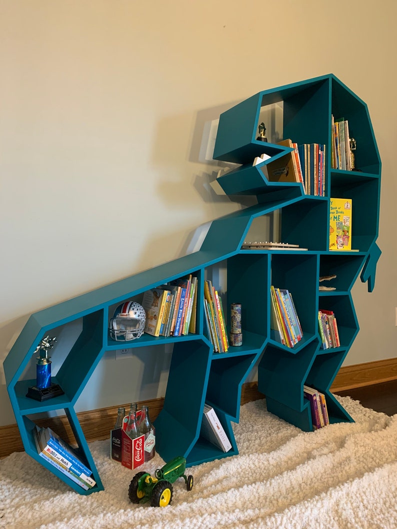 Kids Bookshelf Dinosaur Decor Trex Bookcase Childrens Nursery Etsy