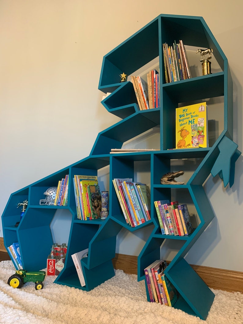 Kids Bookshelf Dinosaur Decor Trex Bookcase Childrens Nursery Etsy