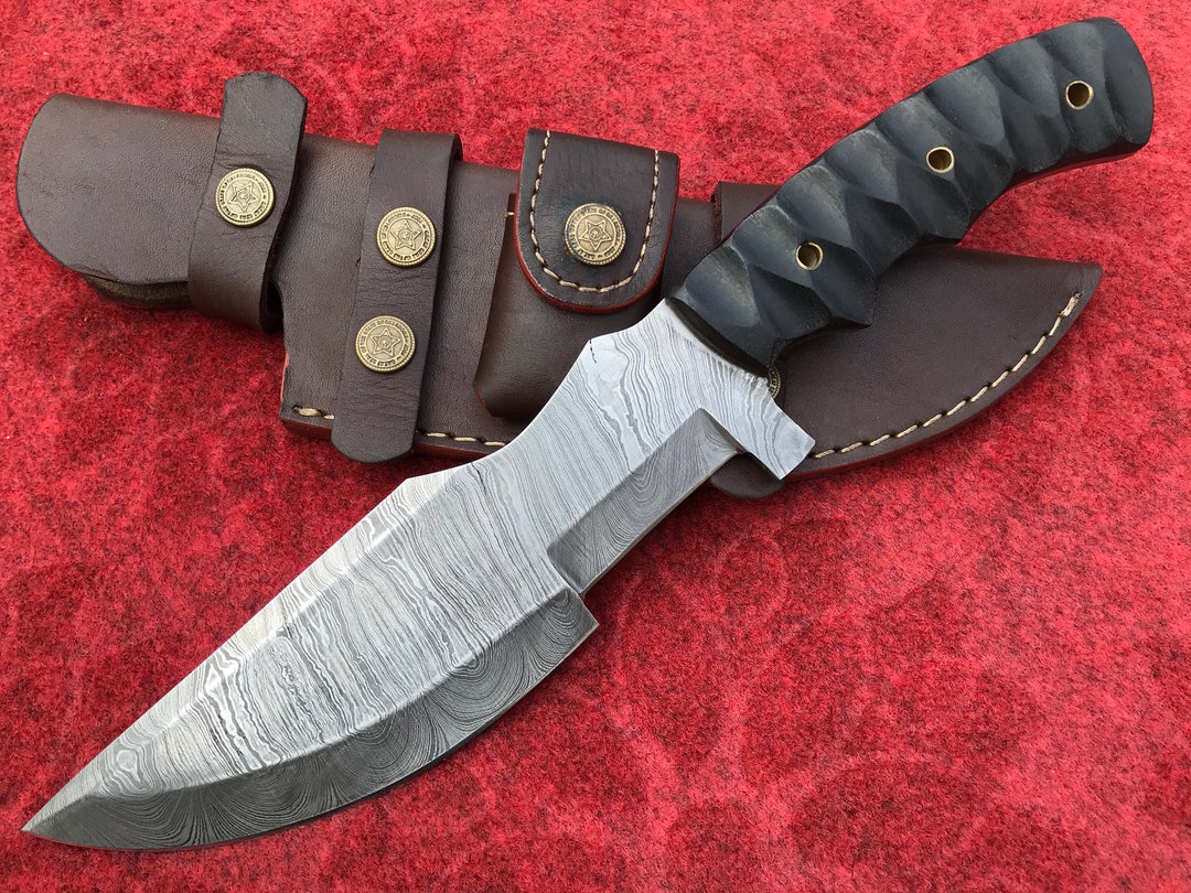 Damascus Steel Tracker Knife Wedding Knife Groomsmen Knife Handmade