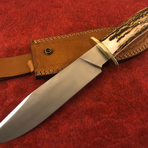 Bowie Knife - Full Tang Stag Handle Knife With Brass Guard - Best Gift for Halloween - Gift for Him - Personalised Gift