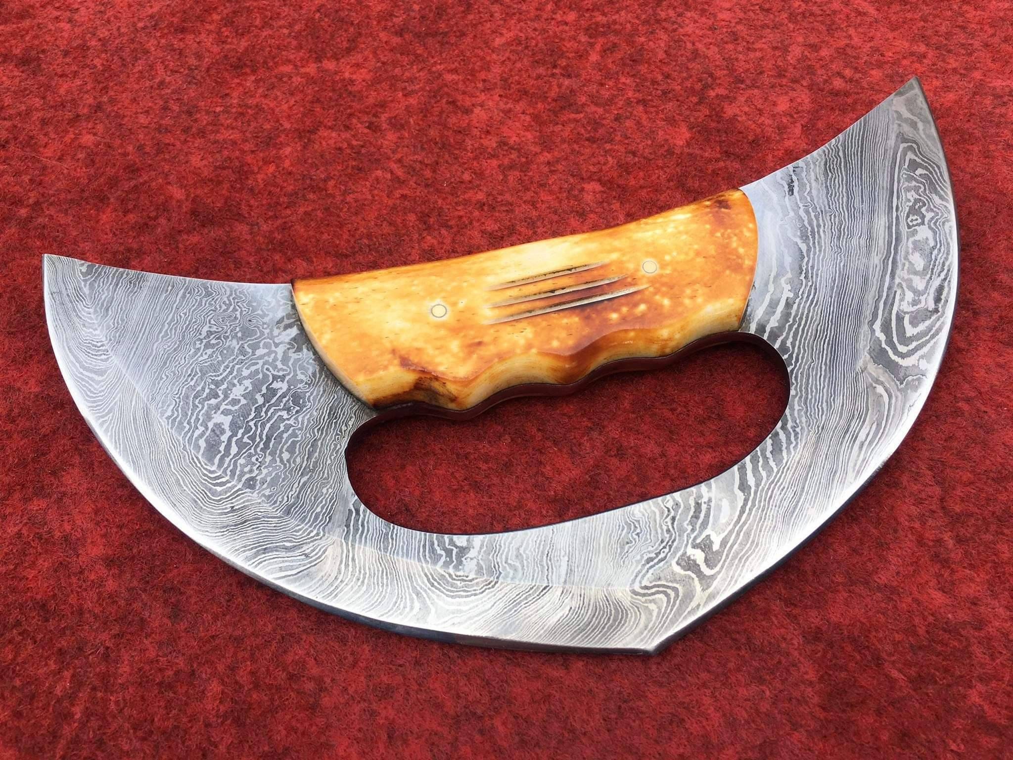 Alaska Ulu Knife Custom Handmade Damascus Steel Ulu Etsy