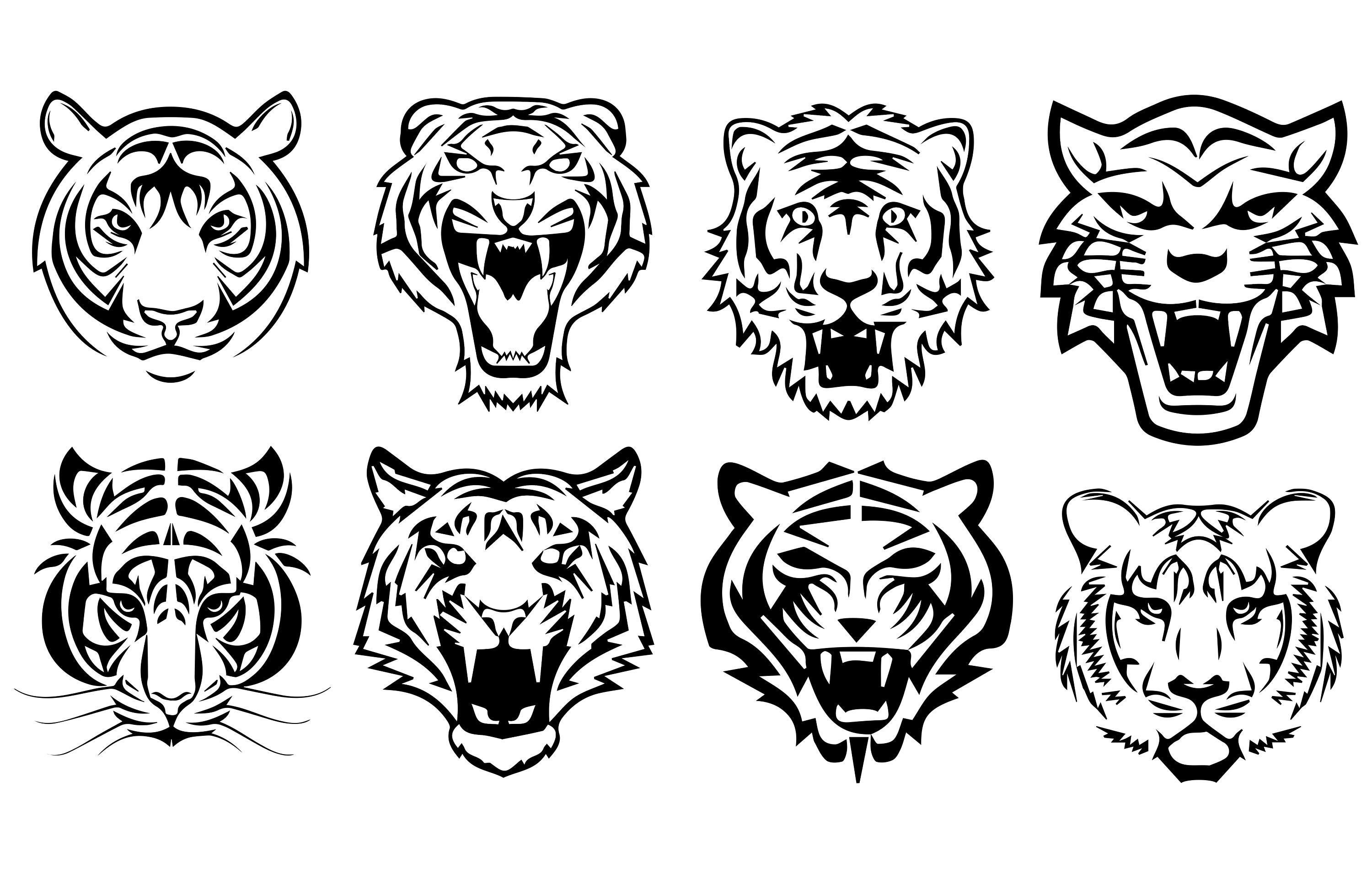 Tiger Clipart, 8 Tiger SVG, Roaring Tigers Illustration, Tigers Outline,  Tigers Bundle, Tigers Collection, Tigers Designs, Tiger Portrait - Etsy