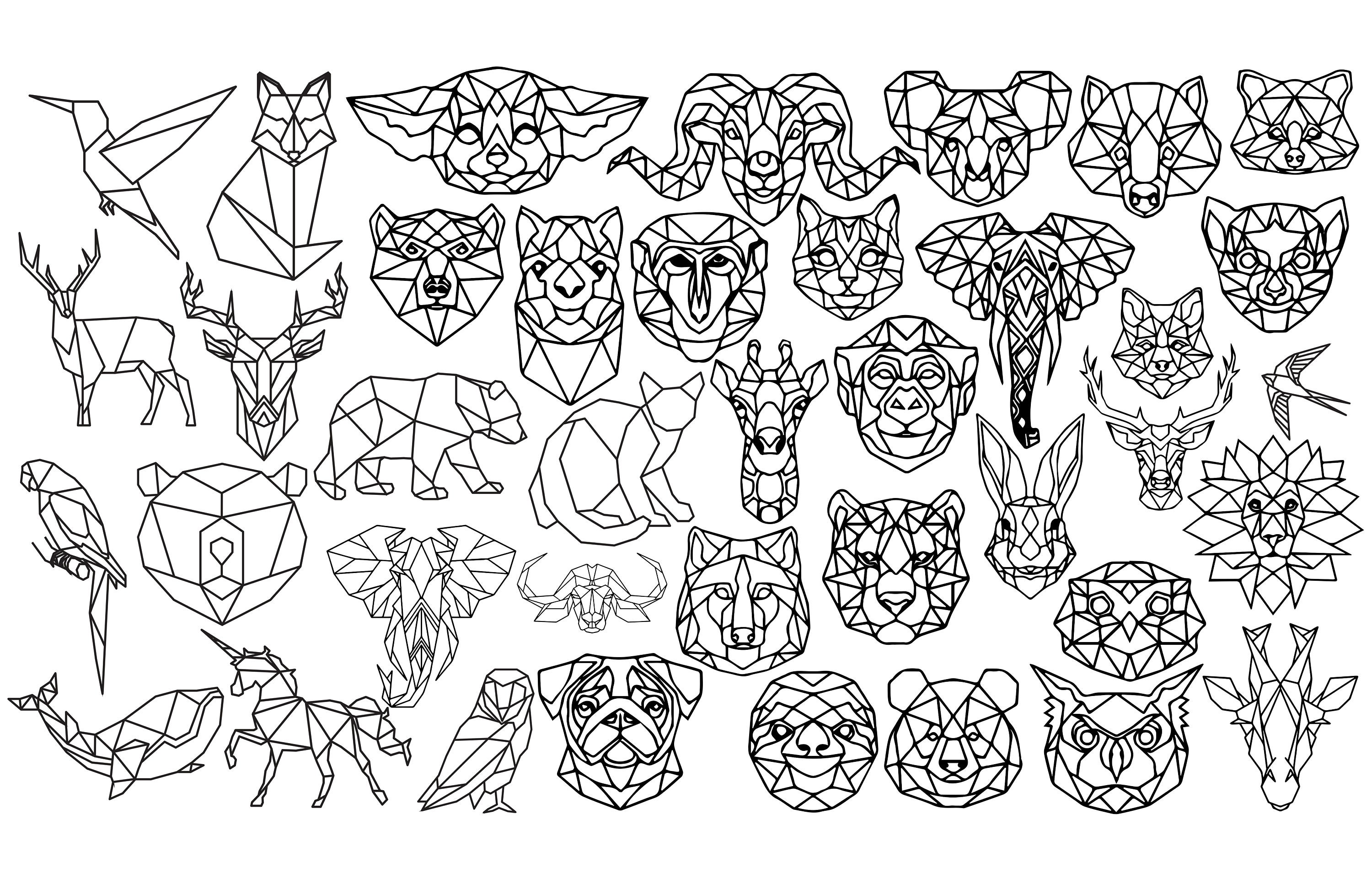 39 Polygonal Animals, SVG, EPS, Adobe Illustrator Editable Files ...
