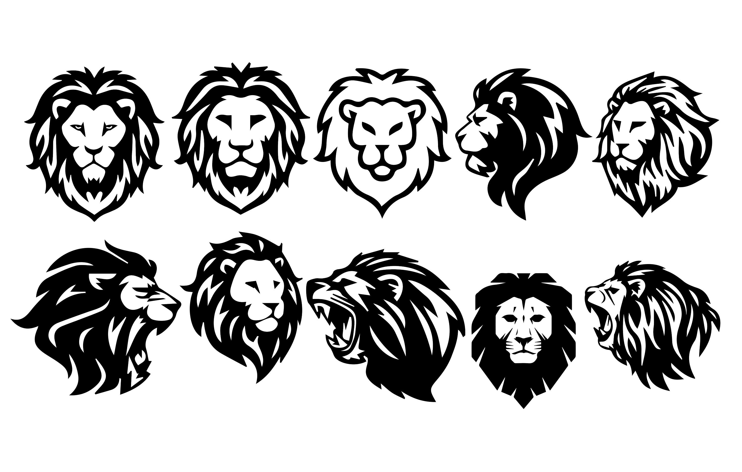 Lion Head Svg Bundle Clipart Cut Files For Silhouette Lion Etsy | My ...