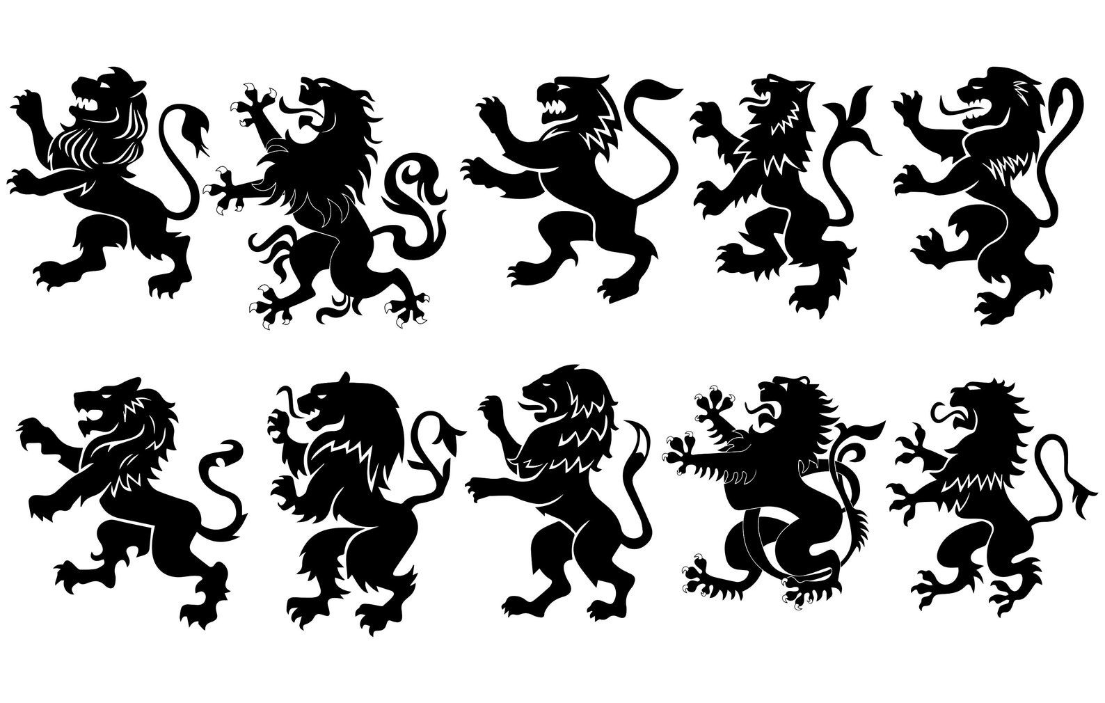 L??wen Clipart Heraldische L??wen 10 L??wen SVG Heraldischer Etsy.de