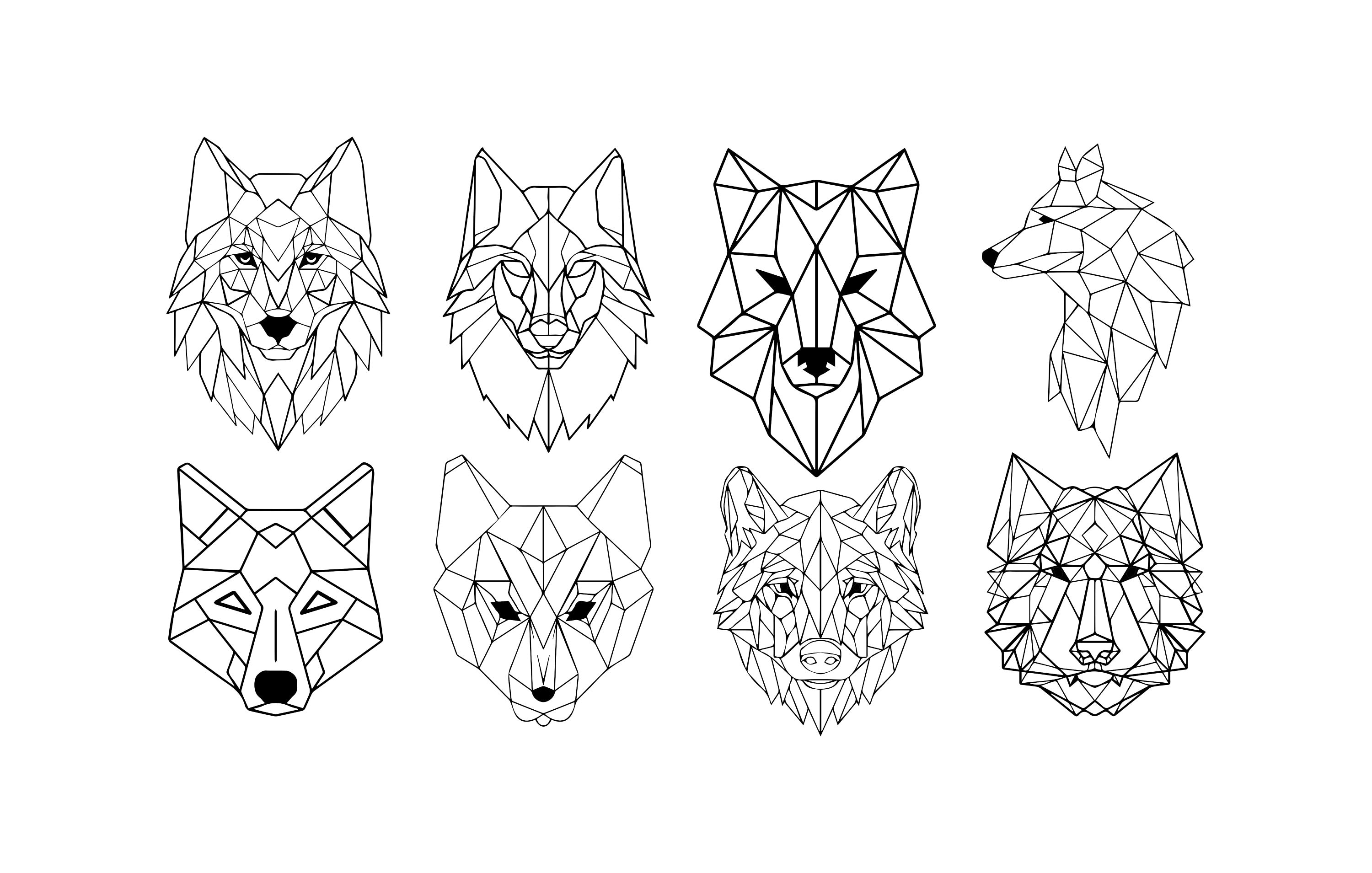 Wolf SVG EPS Vektordateien 8 polygonale Wolf Polygon Wolf - Etsy.de