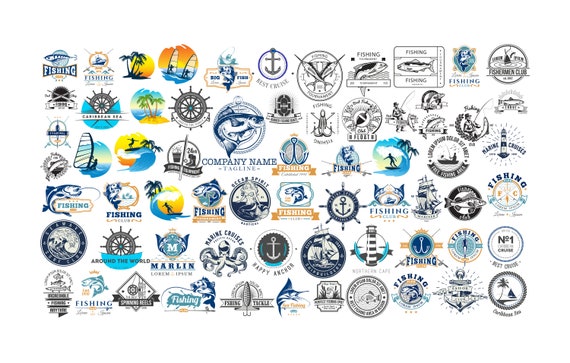 64 fishing logo, SVG, Adobe illustrator editable files, logo template, readymade logo, sea logo, sailor club logo, marine logo, boat logos