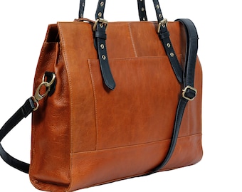 Leren tas voor kantoor. Geschikt voor een laptop tot 15 inch. Handgemaakte vintage tas voor vrouwen voor alle gelegenheden, perfect als cadeau Personalisatie