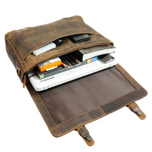 Everyday Leather messenger bag Office Briefcase Crossbody Men Leather Satchel Bag Travel Bag image 3