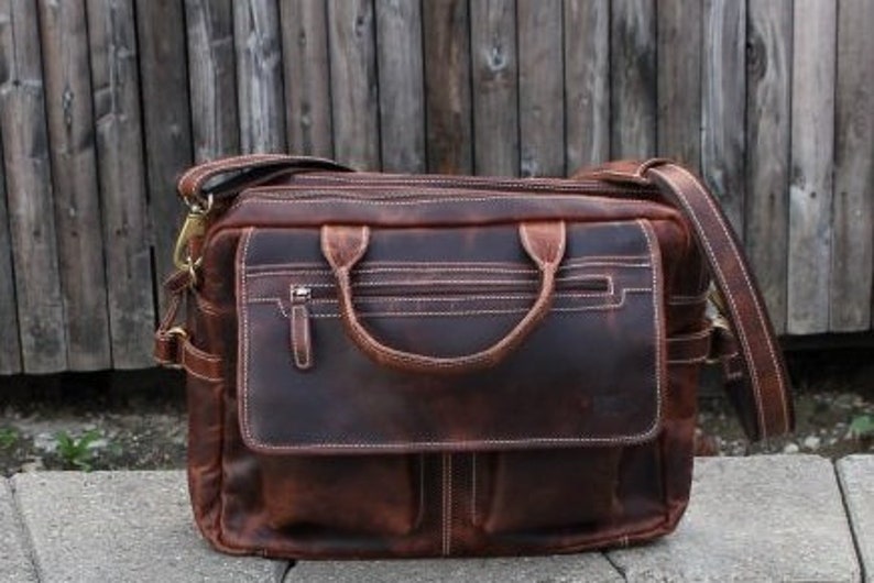 Buffalo Leather Pilot Bag Messenger Bag Laptop flight office Travel Bag Lifetime Warranty