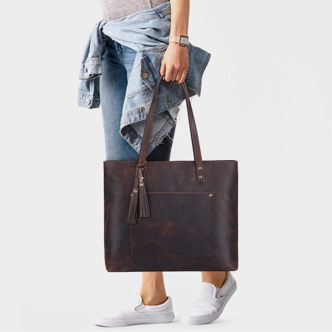 LIFETIME WARRANTY Leather Tote Bag, Leather Tote With Zipper, Women Leather Tote With Zip