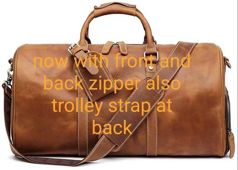 Handmade Leather Duffle Bag With Shoe Compartment Personalized Etsy