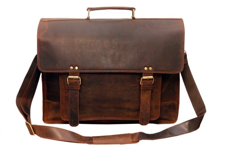 Everyday Leather messenger bag Office Briefcase Crossbody Men Leather Satchel Bag Travel Bag image 6
