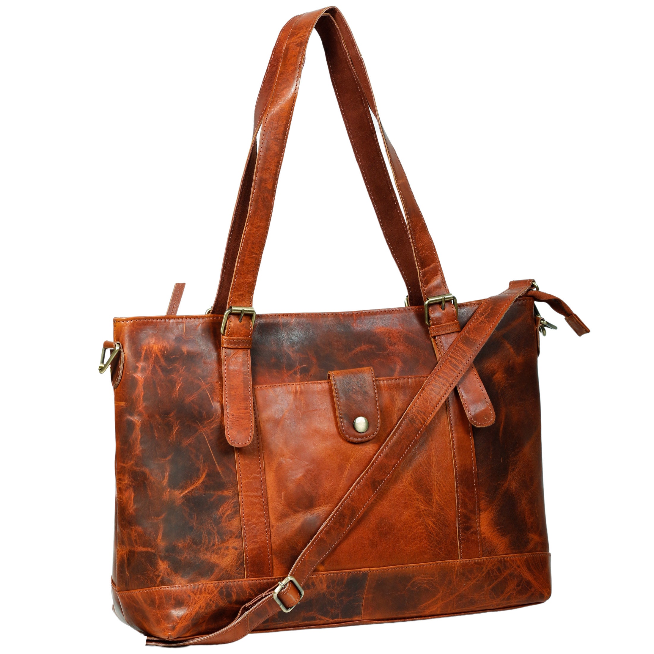 Leather Tote Bag Leather Tote With Zipper Leather Tote Bags Etsy