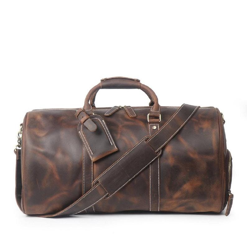 Leather mens gym best sale bag