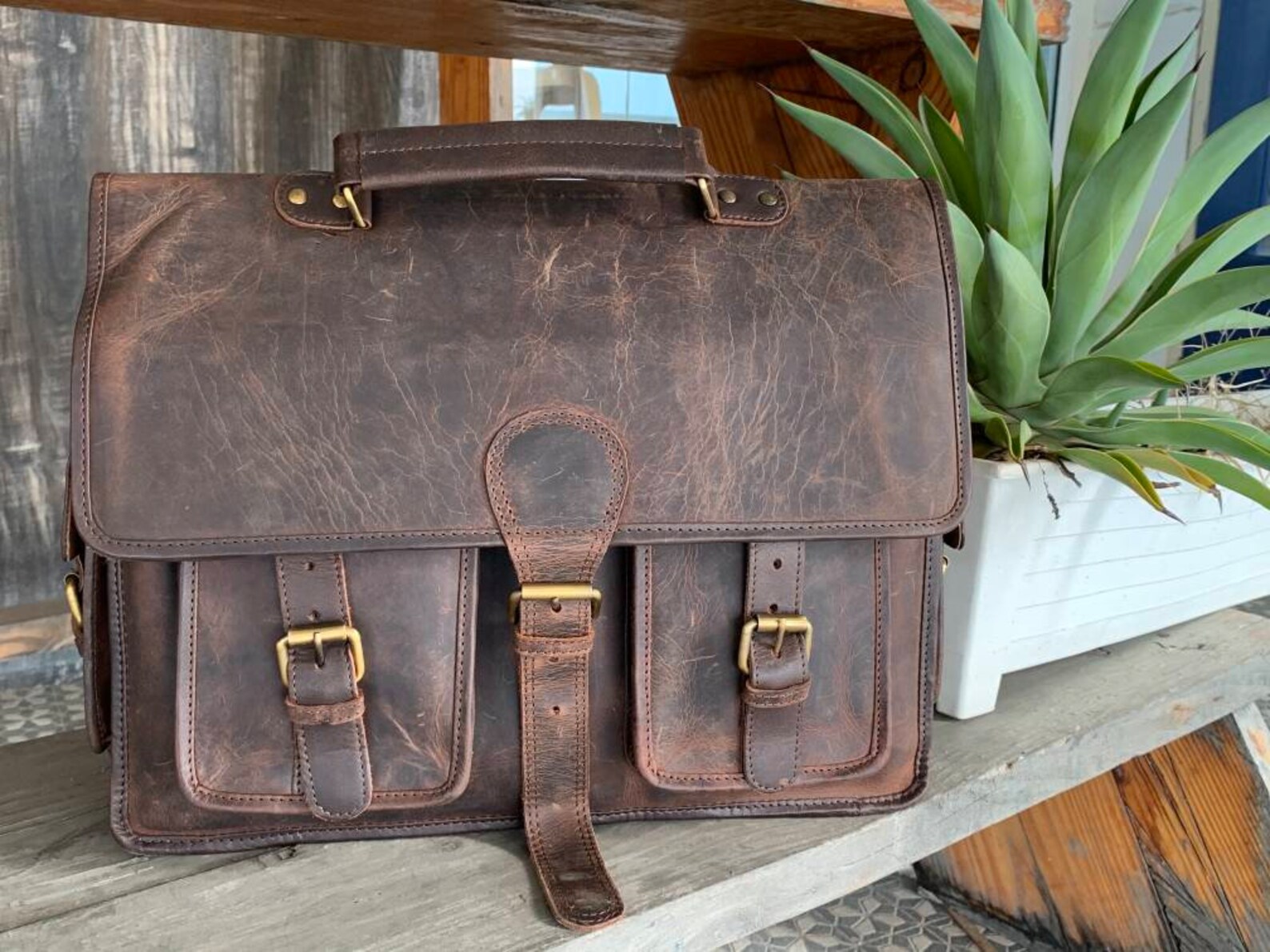 Leather Convertible Backpack Messenger Bag Leather Briefcase Etsy