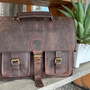 Leather Convertible Backpack Messenger Bag Leather Briefcase Satchel ...