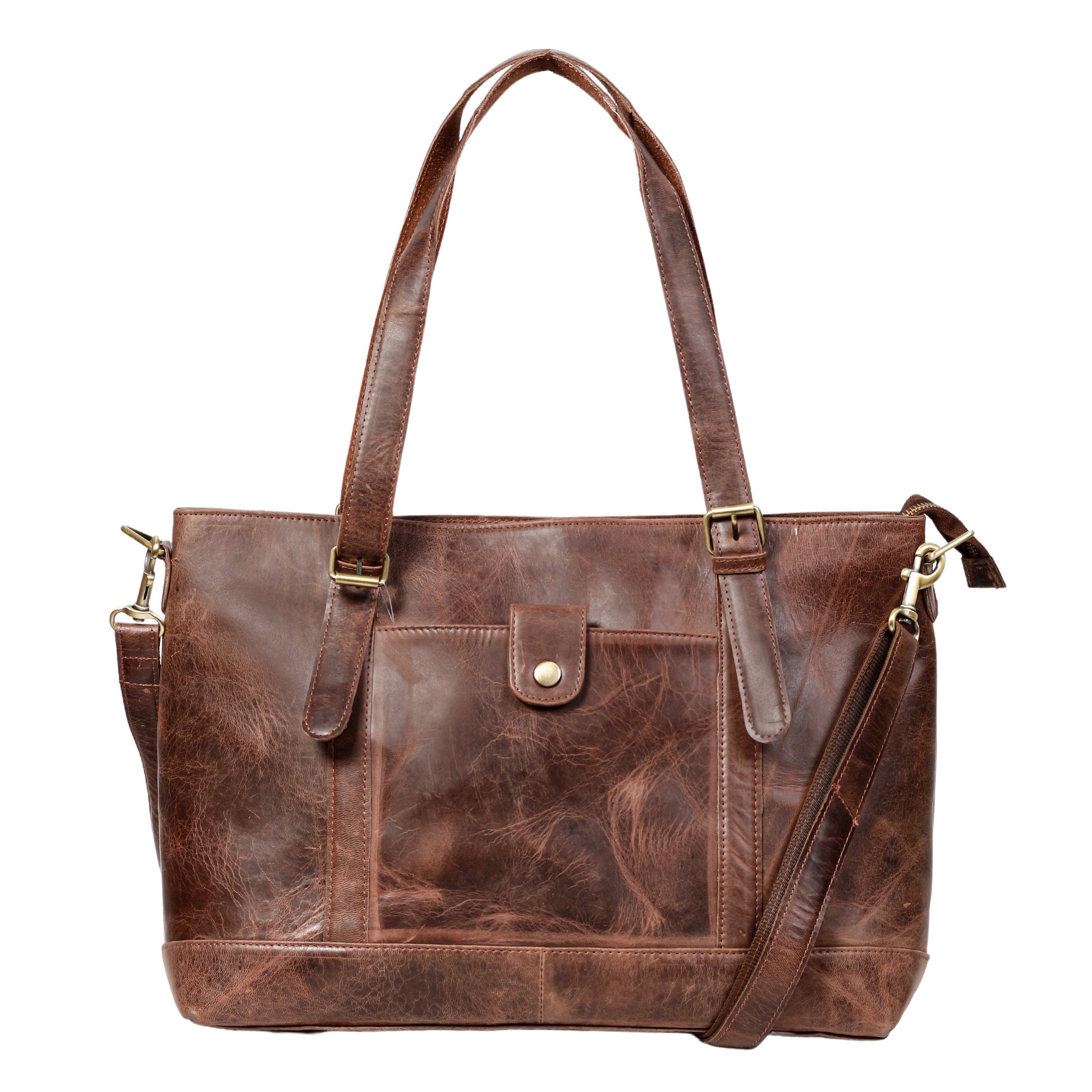 Leather Tote Bag Leather Tote With Zipper Leather Tote Bags Etsy