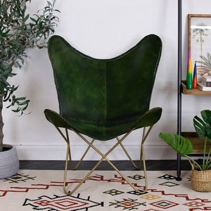 Free Personalized Leather Butterfly Chair 100% Leather premium Quality Handmade Chair Comfortable Iconic Recliner Leather Lounge Chair