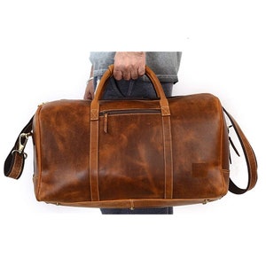 Leather Duffel Bag Men Travel Duffel Bag With Shoe Compartment - Etsy