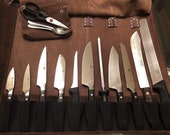 Free Personalised Leather Knife Roll Storage Bag Gift for chef Elastic Expandable Pockets Travel-Friendly Knives storage Chef Knife Case