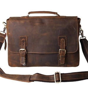 Everyday Leather messenger bag Office Briefcase Crossbody Men Leather Satchel Bag Travel Bag image 2