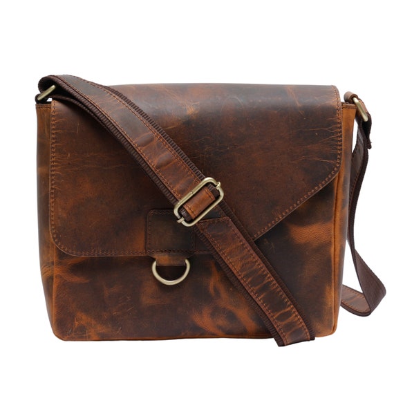 Brown saddle top crossbody bag
