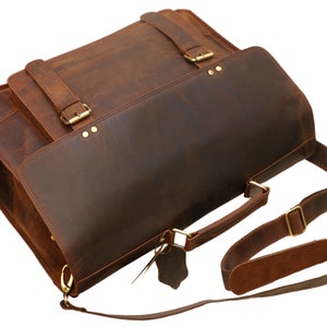 Everyday Leather messenger bag Office Briefcase Crossbody Men Leather Satchel Bag Travel Bag image 8