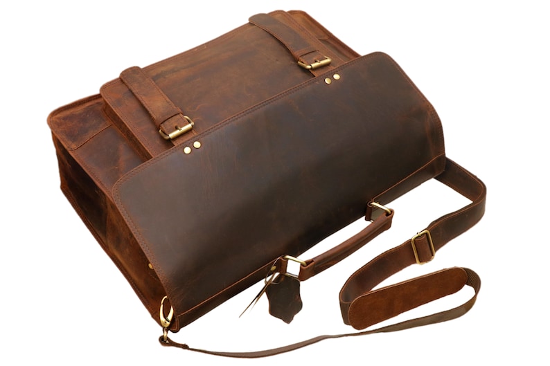 Everyday Leather messenger bag Office Briefcase Crossbody Men Leather Satchel Bag Travel Bag image 8