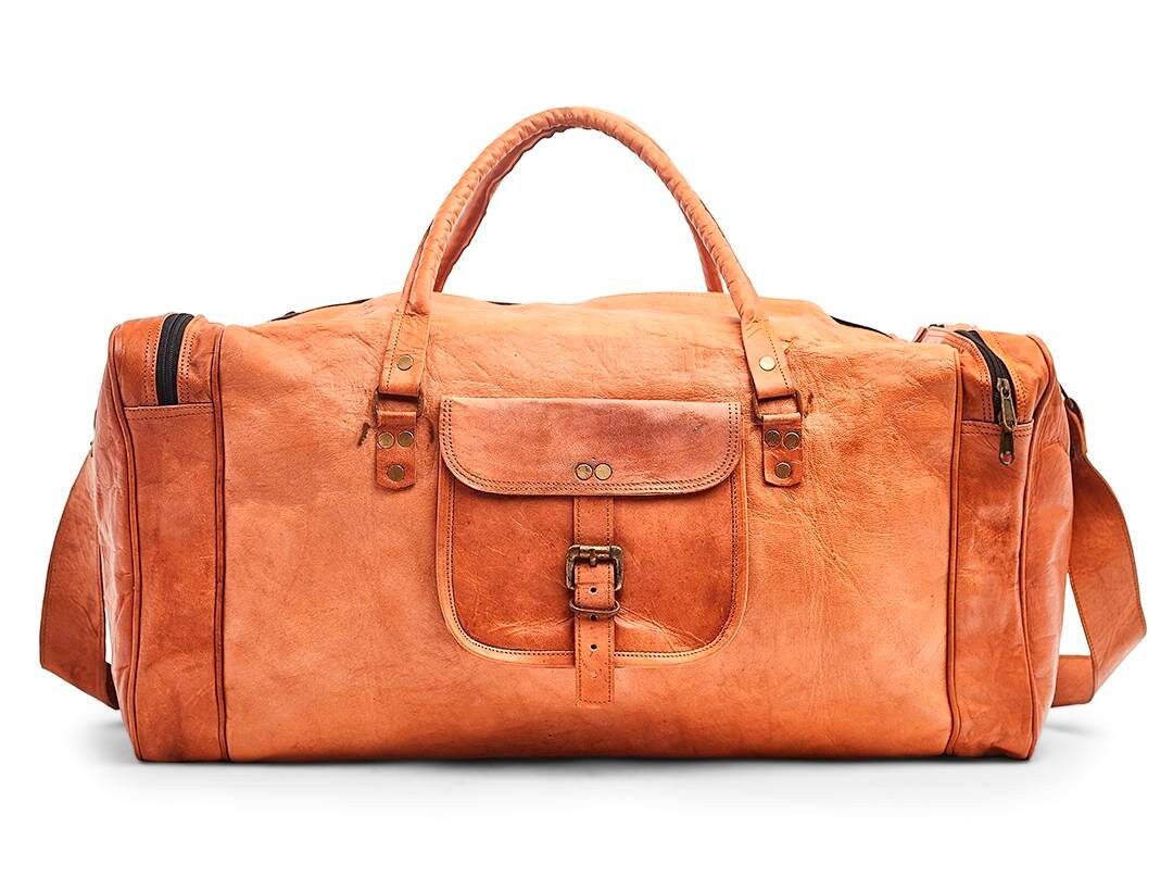 Leather Duffle Bag Personalized Leather Weekender Bag Etsy
