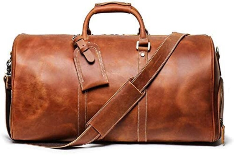 Handmade Leather Duffle Bag With Shoe Compartment Personalized Etsy