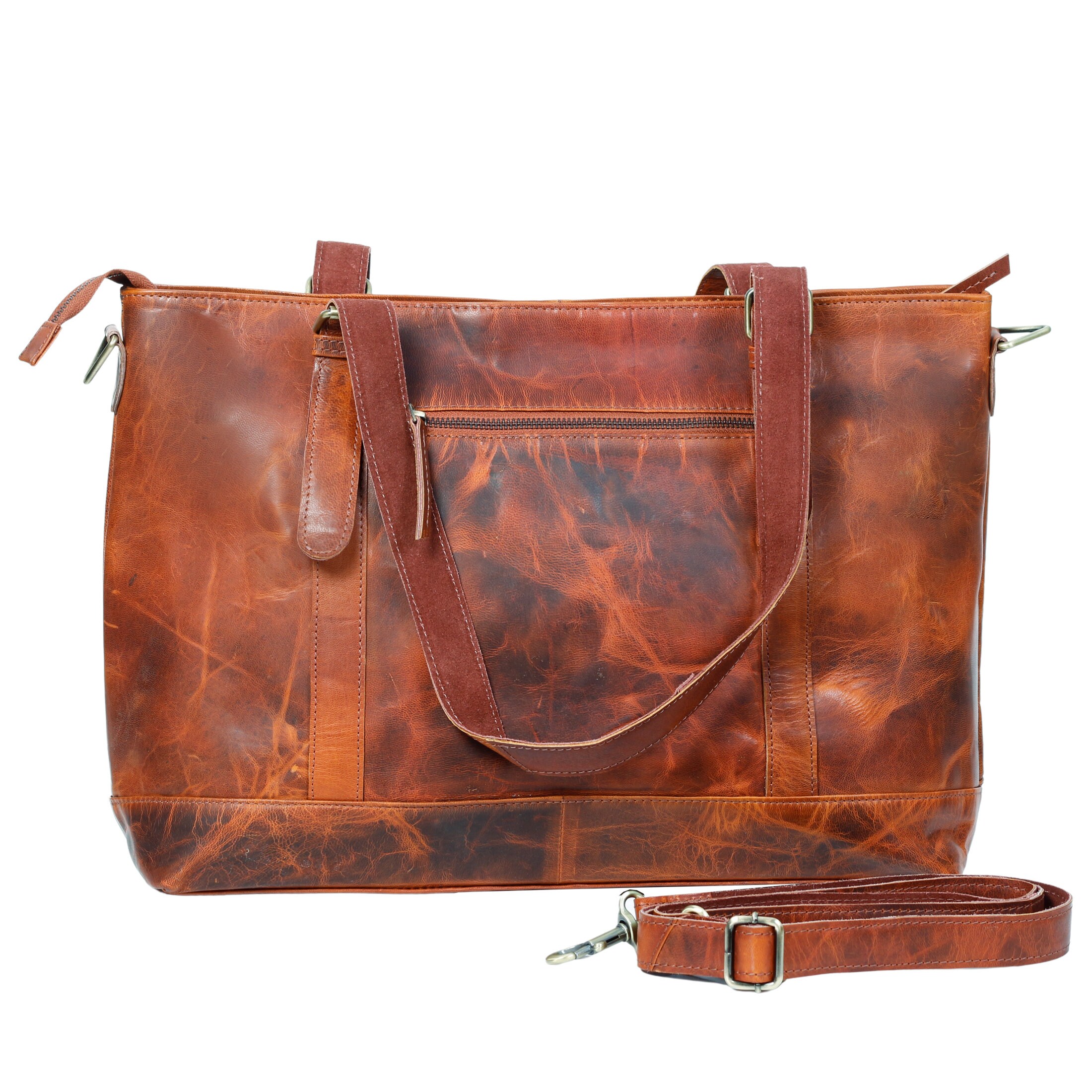 Leather Tote Bag Leather Tote With Zipper Leather Tote Bags Etsy