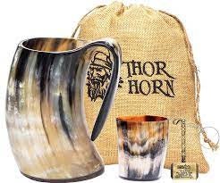 Cuerno vikingo grande con soporte, cuerno de buey natural de 15 a 20 onzas  | Regalo único de cerveza para hombres y mujeres, accesorios de decoración