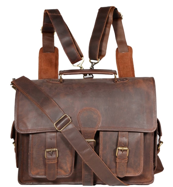 Convertible Leather Backpack cum Messenger Bag Leather - .de