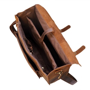 Everyday Leather messenger bag Office Briefcase Crossbody Men Leather Satchel Bag Travel Bag image 7