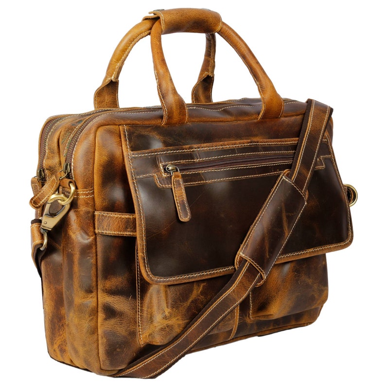 Buffalo Leather Pilot Bag Messenger Bag Laptop flight office Travel Bag Lifetime Warranty