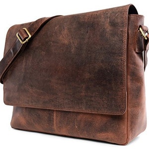 Classic Leather messenger bag Satchel Crossbody Leather Bag Shoulder Satchel for Office Travel Everyday Commuting Laptop MacBook School Use image 2