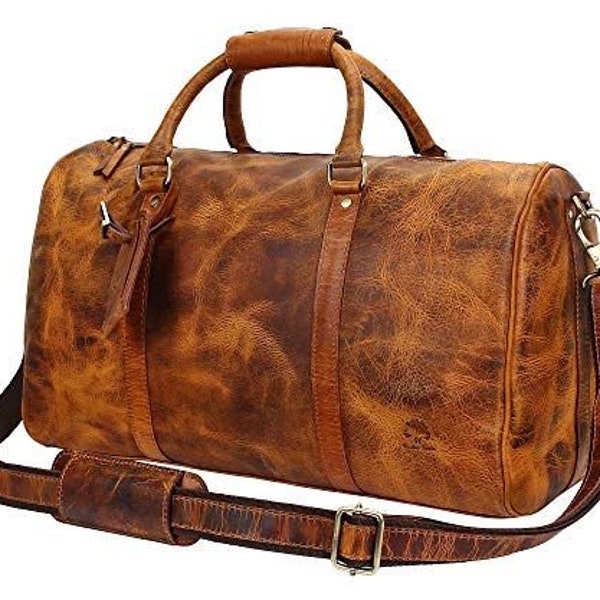 Leather duffel bag men Travel  Duffel Bag with Shoe Compartment Weekend duffel bag Gym Cabin duffel Bag Holdall Overnight weekender bag Gift