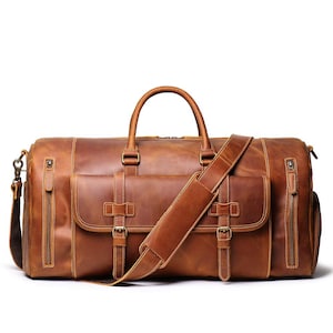 Handmade Full Grain Leather Duffle Bag With Shoe Compartment Free ...