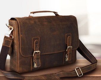 Everyday Leather messenger bag Office Briefcase Crossbody Men Leather Satchel Bag Travel Bag