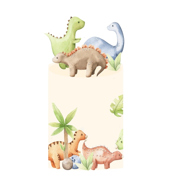 Baby Dino Cake Scene, Pre-Cut Edible Images for Cakes, Dinosaur Cake, Cute Dinosaur Toppers, Dinosaur Cake Topper, Edible Cake toppers