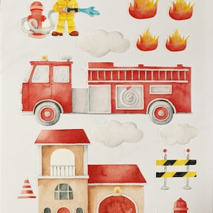 Cake Scene Pre-Cut Fireman / Fire Station Edible Image Toppers