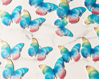 Pack of 27 Rainbow wafer die cut Butterflies