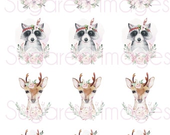 Watercolour Woodland Animal Toppers edible icing/frosting sheets