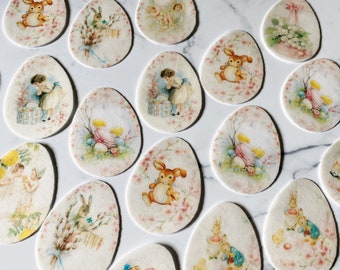 Confezione da 18 uova di Pasqua vintage fustellate in wafer