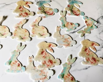 Pack of 16 wafer die cut Floral Easter Bunnies