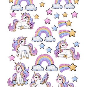 Rainbows and Unicorns Cake Scene Pre-Cut Edible Images for Cakes