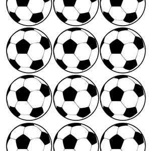 Soccer Ball Toppers edible icing/frosting sheet for cupcakes, cookies