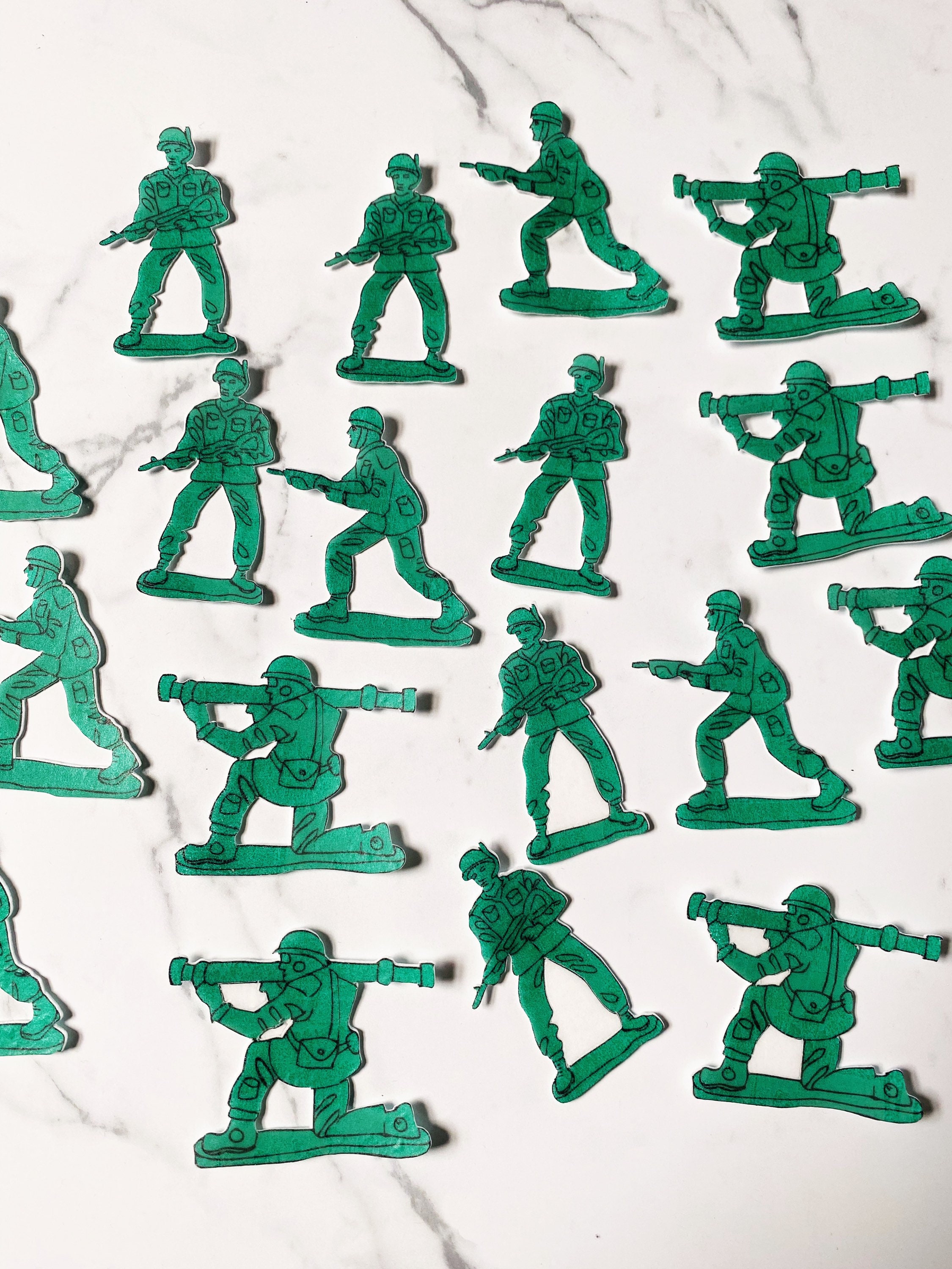 Pack de 18 Soldados de Juguete / Hombres del Ejército papel de oblea  troquelado