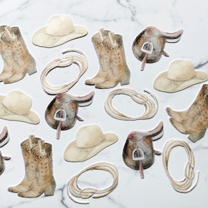 Confezione da 16 topper da cowboy in cialda fustellati, topper da cowboy commestibili